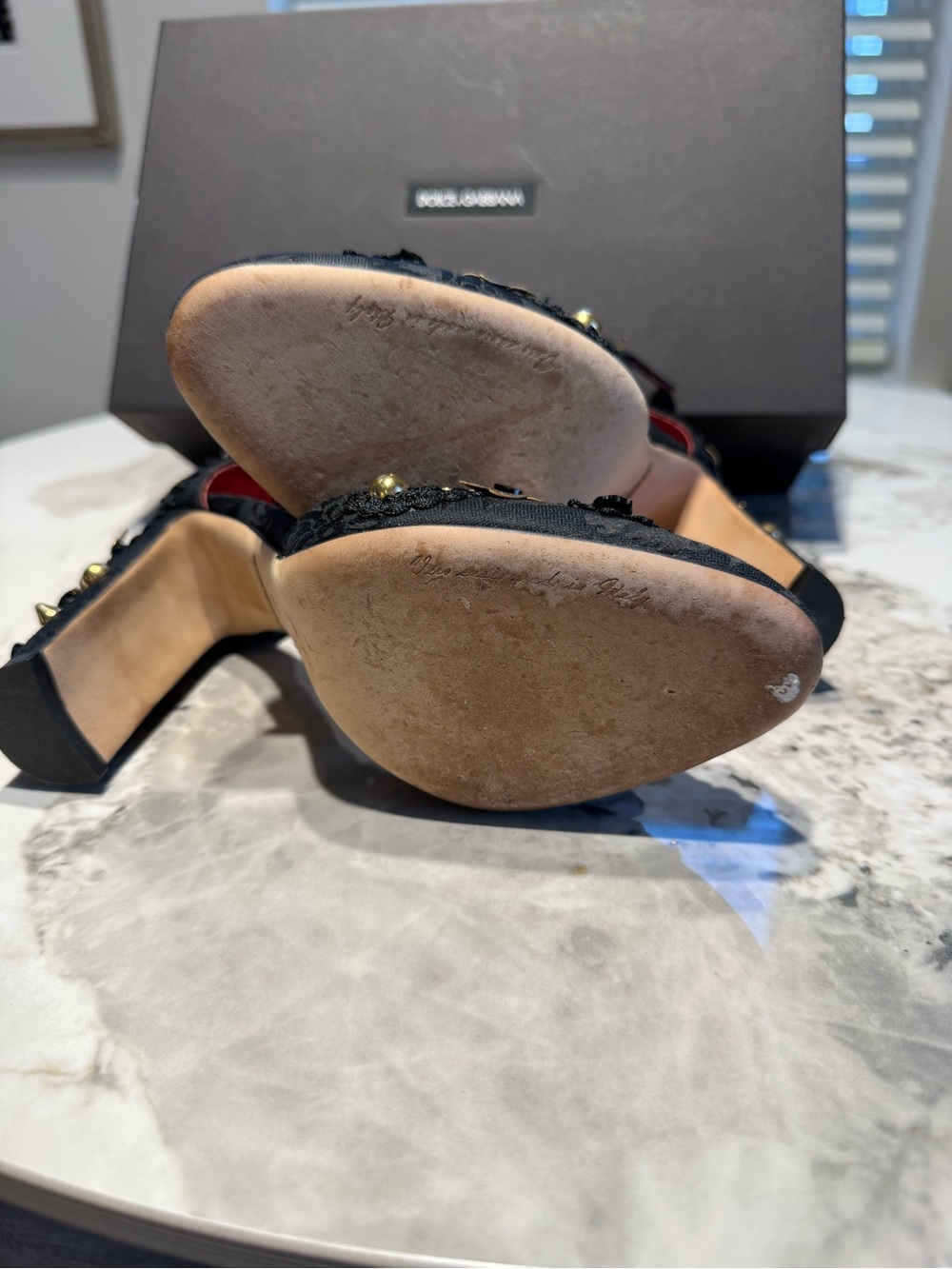 Dolce & Gabbana Black and Red Jewel-Embellished T-Strap Heels. RUNWAY - Picture 6 of 8